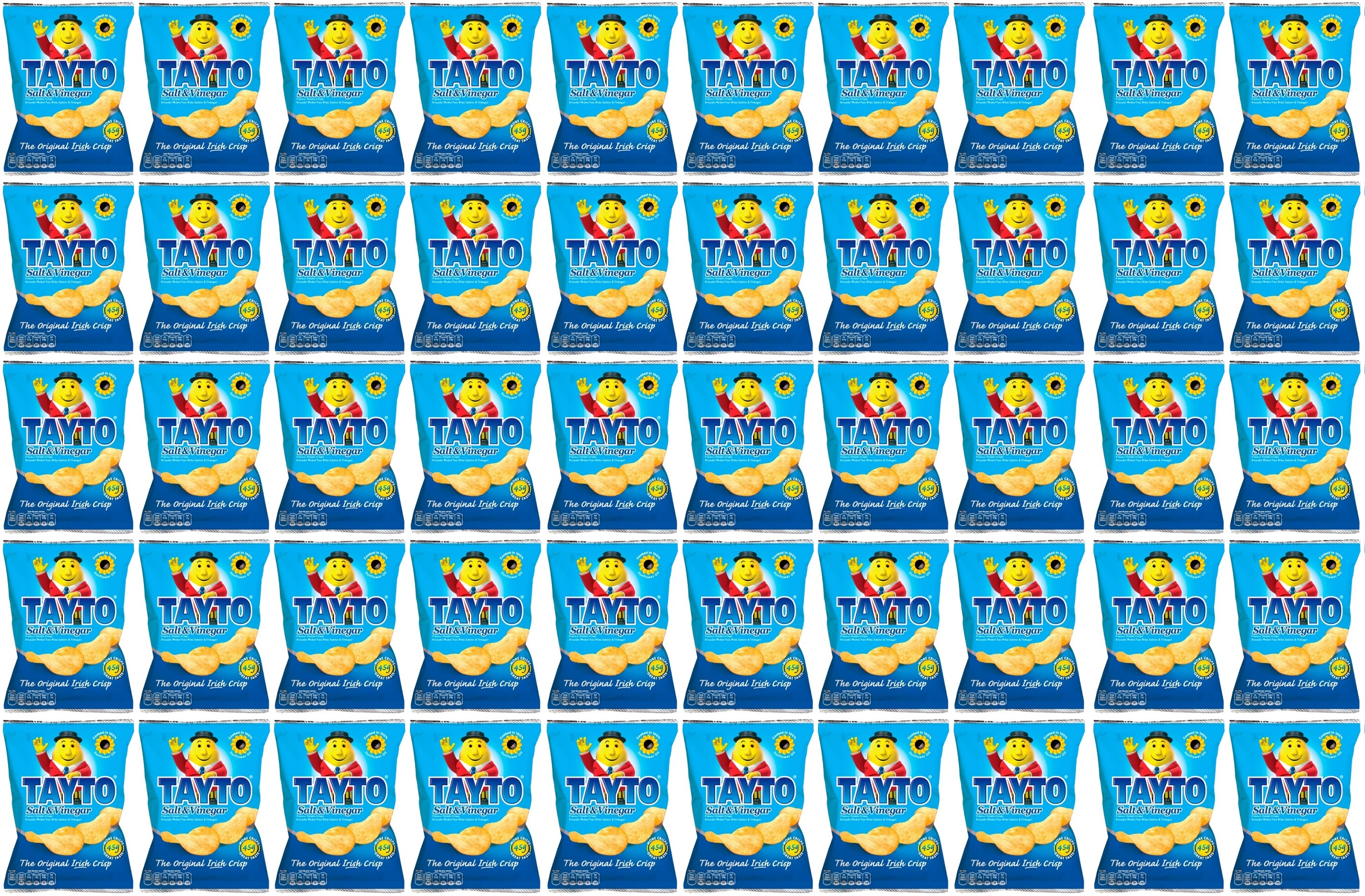 50 x Tayto Salt & Vinegar Flavour Potato Crisps 35G
