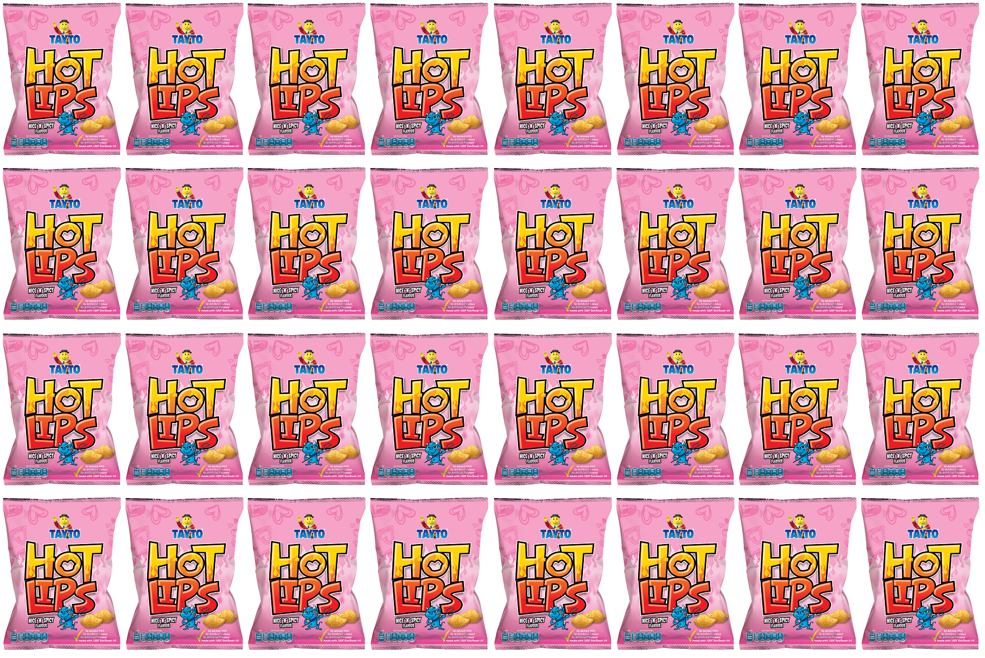 32 x Tayto Hot Lips Nice N Spicy Flavour 40G