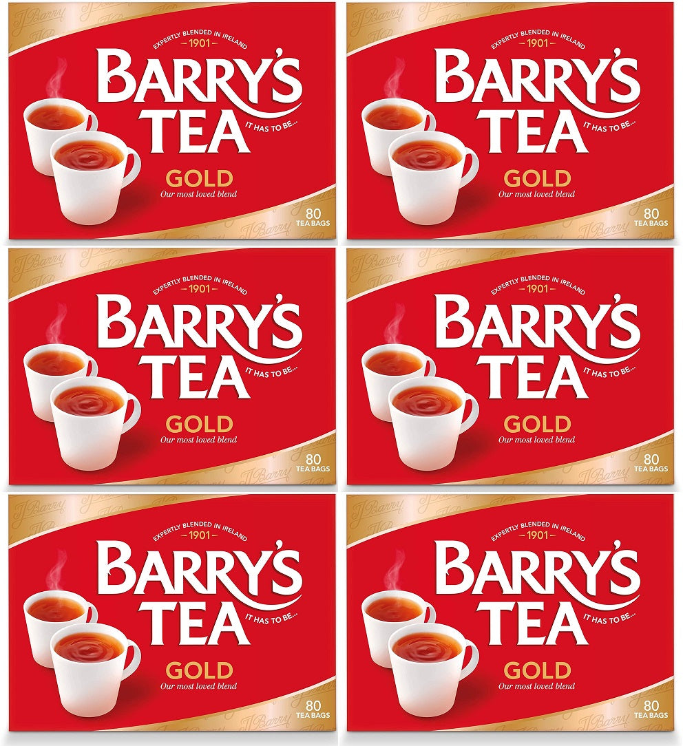 6 x Barry's Tea Gold 80 Tea Bags 250G