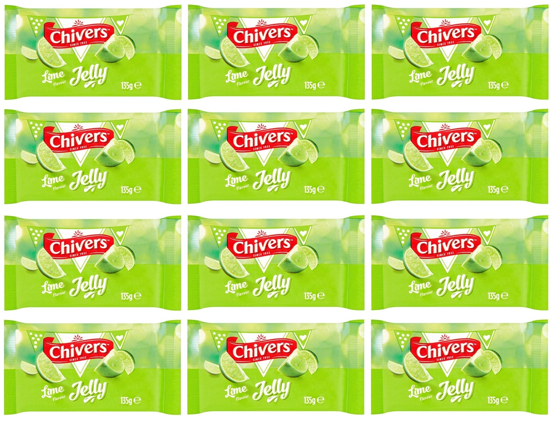 12 x Chivers Lime Flavour Jelly 135G