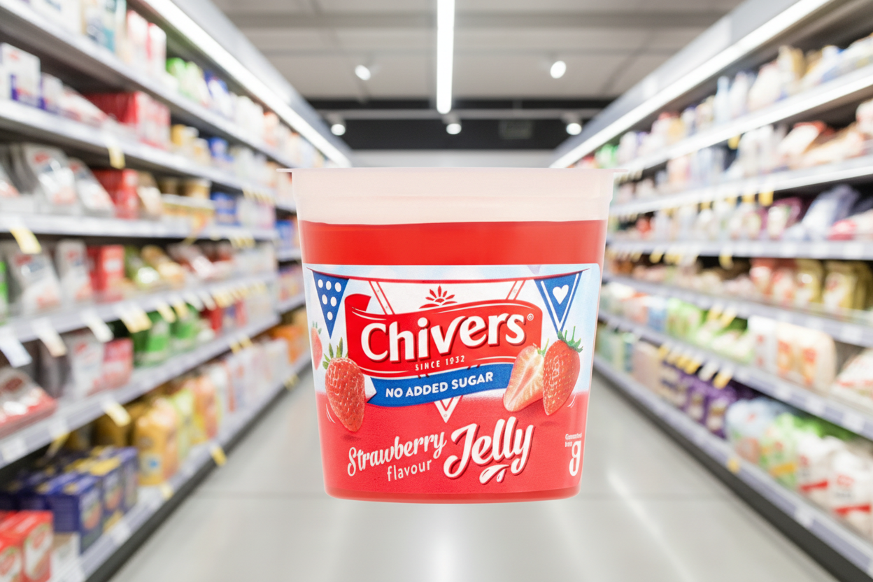12 x Chivers No Added Sugar Strawberry Flavour Jelly 115G