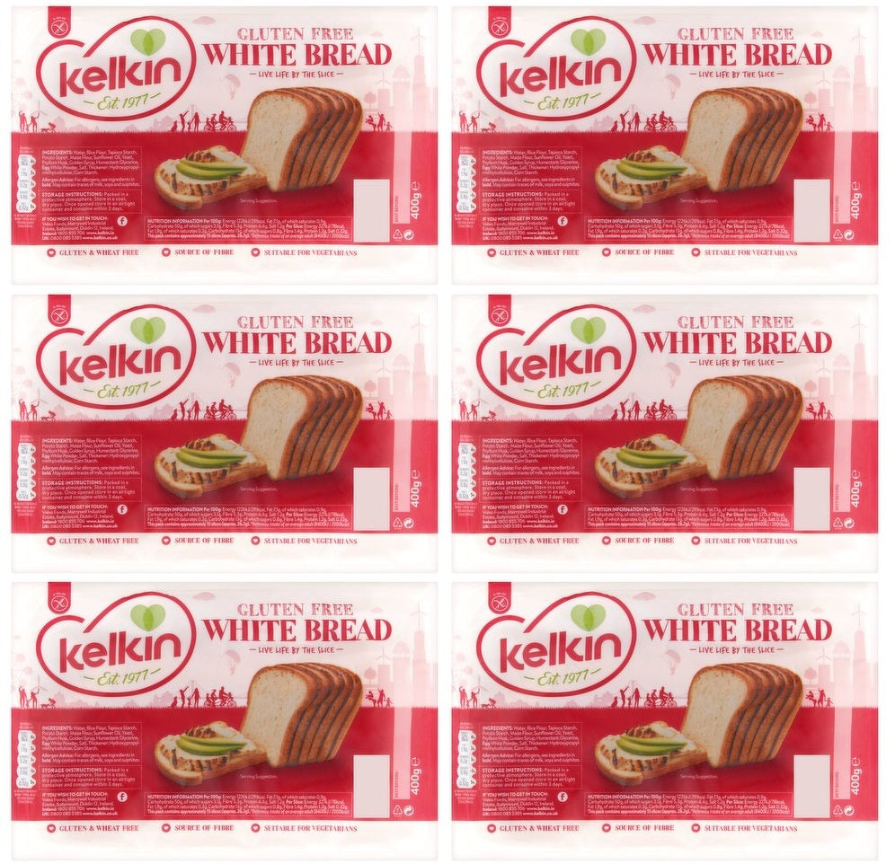 6 x Kelkin Gluten Free White Bread 400G
