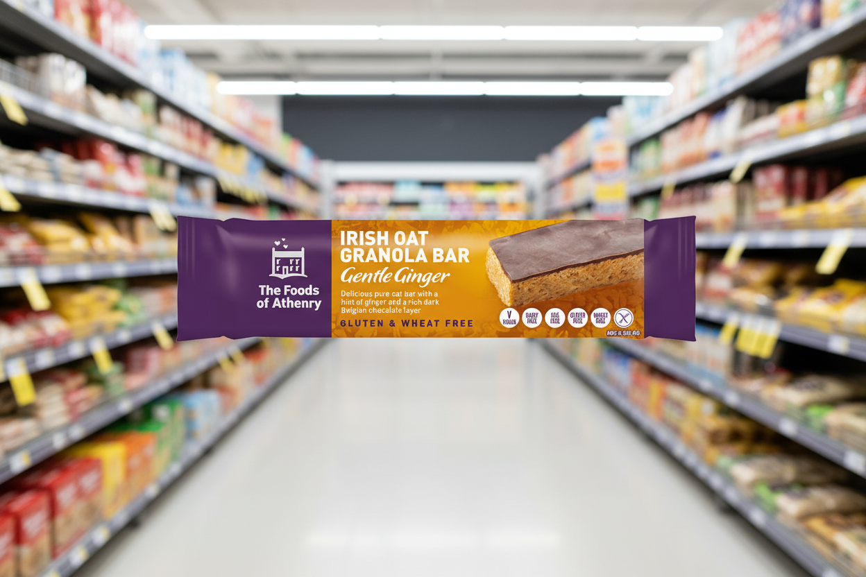 20 x The Foods Of Athenry Irish Oat Granola Bar Gentle Ginger 55G