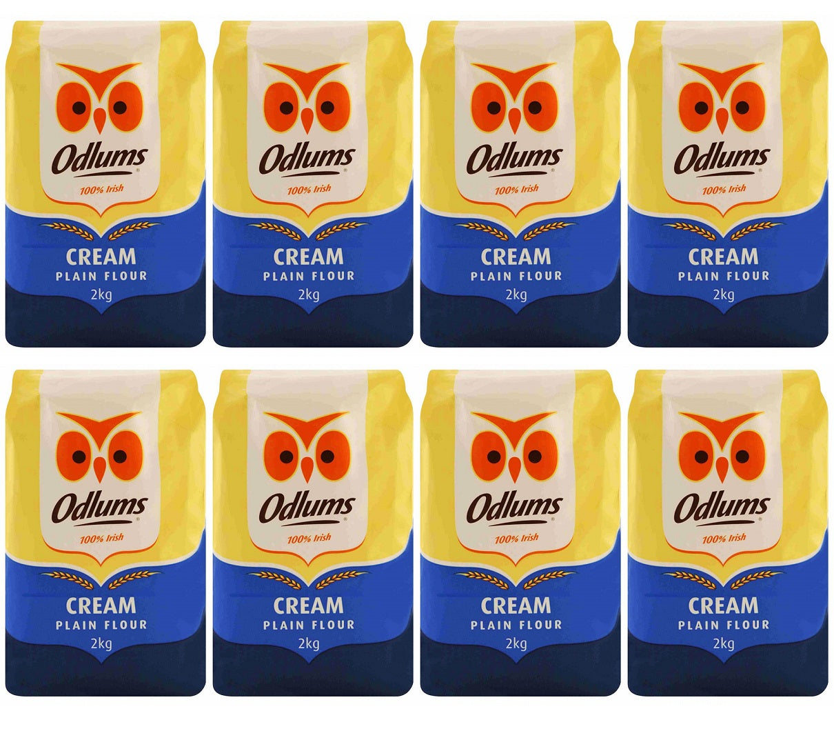 8 x Odlums Cream Plain Flour 2Kg