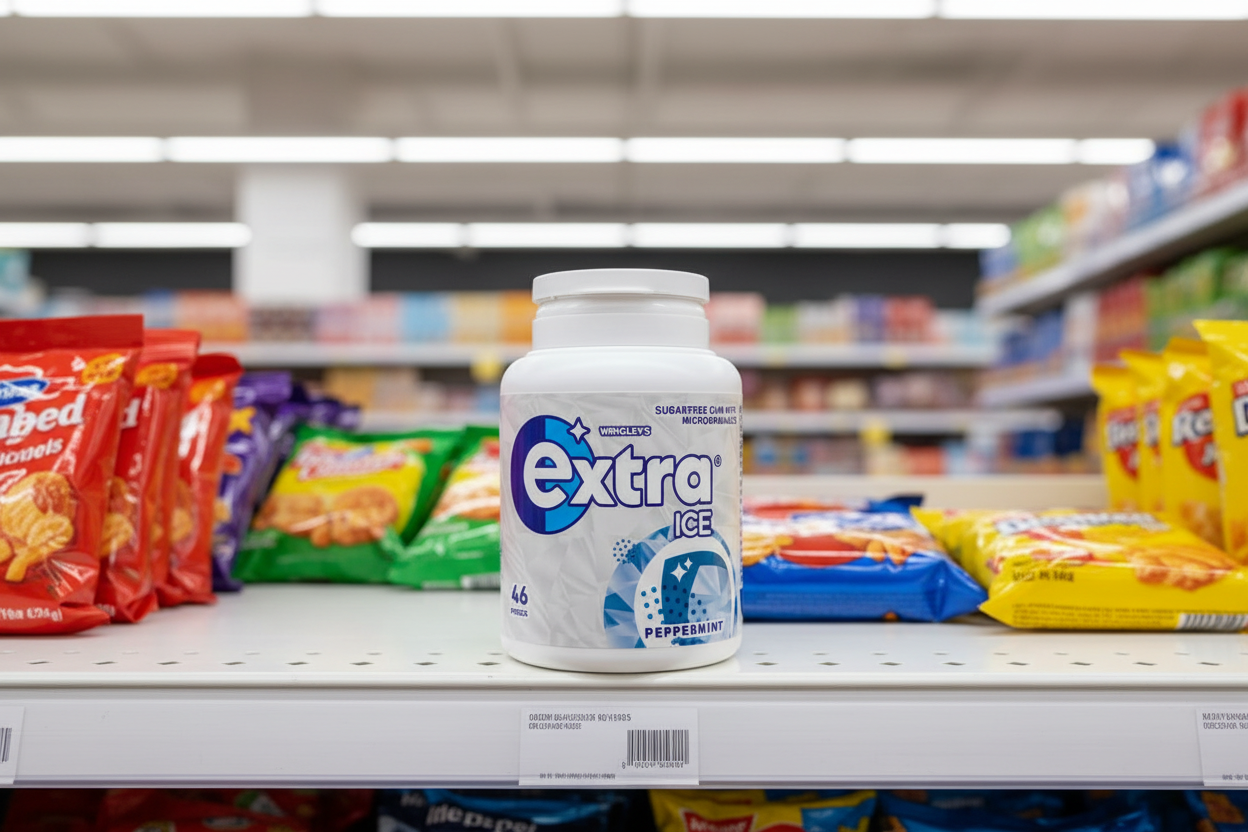 6 x Extra Ice Peppermint Chewing Gum Sugar Free Bottle 46 Pieces