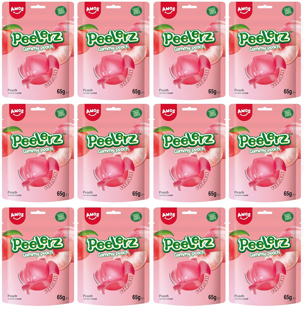 12 X Amos Peelerz Gummy Peach - 65Gm