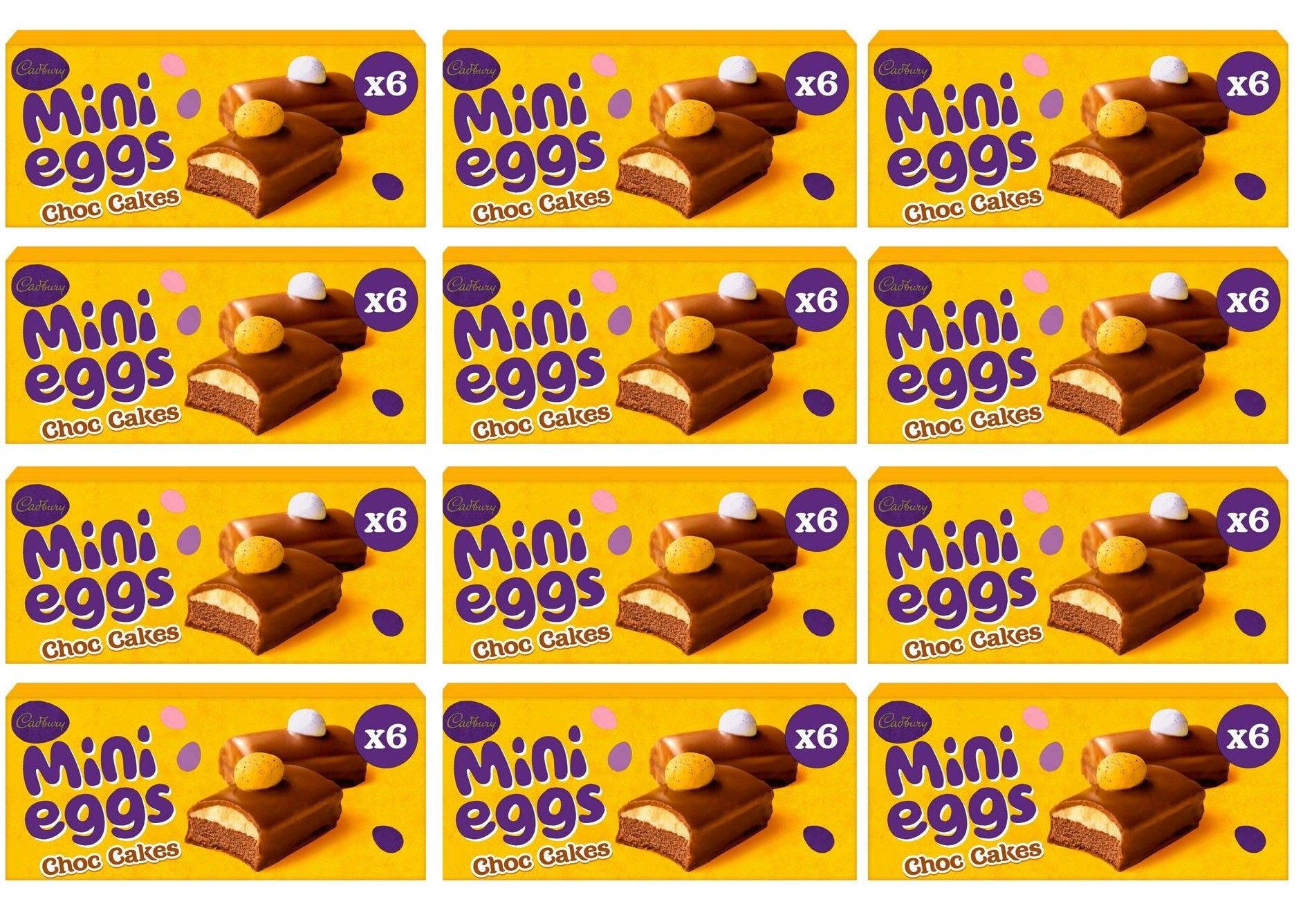 12 X Cadbury 6 Mini Eggs Choc Cakes 6Pk - 160Gm