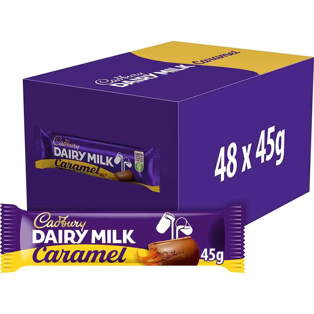 48 x Cadbury Dairy Milk Caramel Chocolate Bar 45G