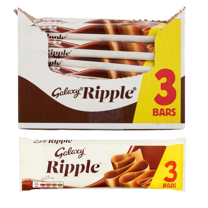 29 X Galaxy Ripple Milk Chocolate Bars 3Pk - 90Gm