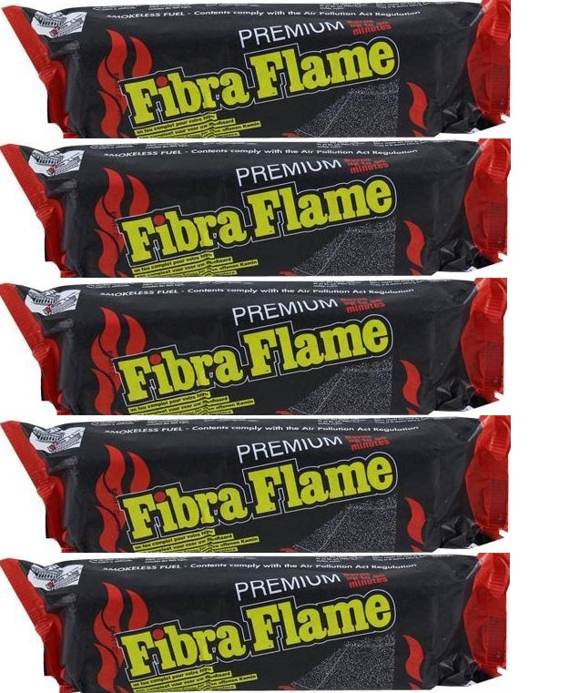 5 x Fibra Flame Eco Smokless Fire log 700G