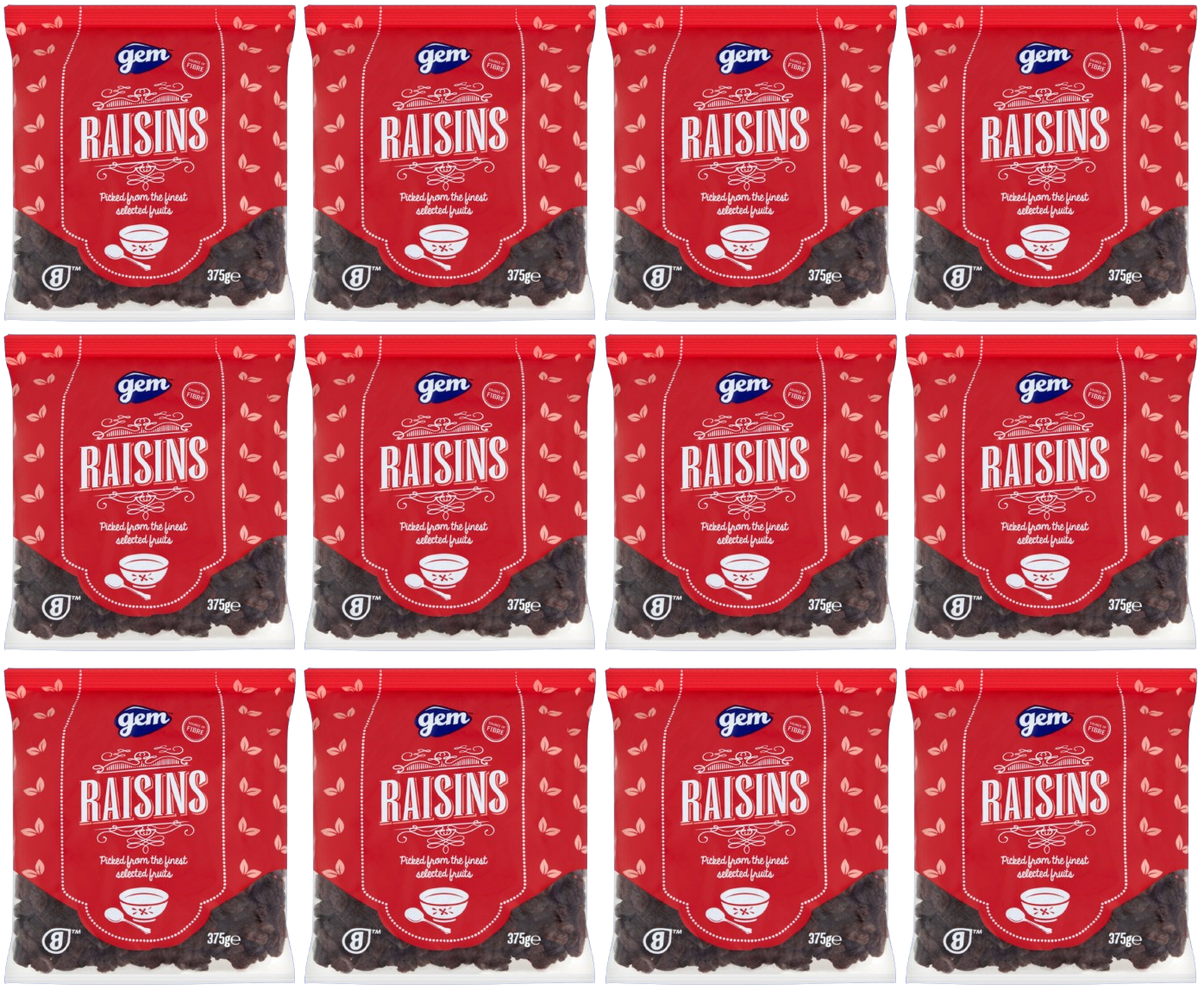 12 x Gem Raisins 375G