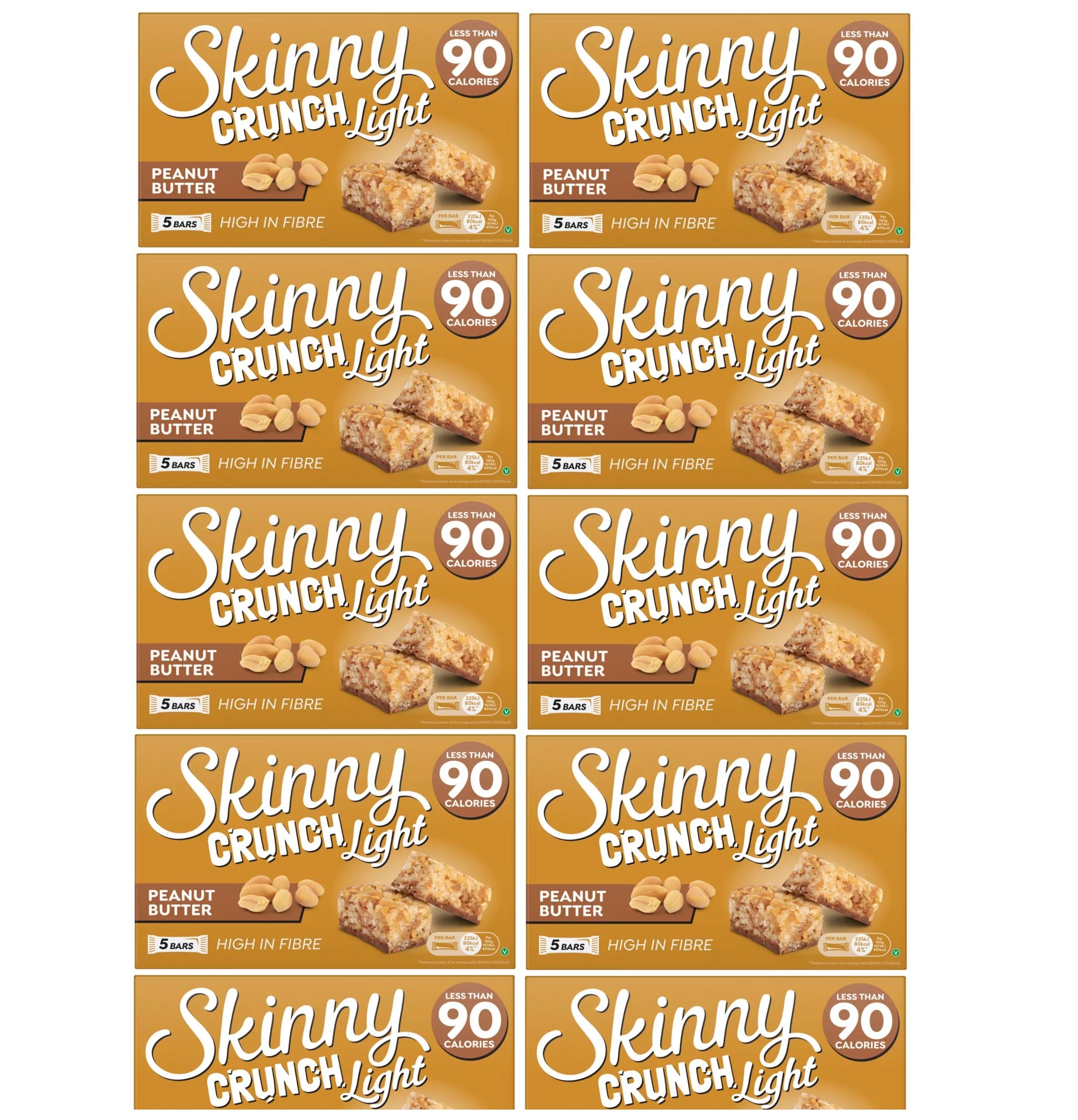 10 X Skinny Crunch Peanut Butter 5X20G