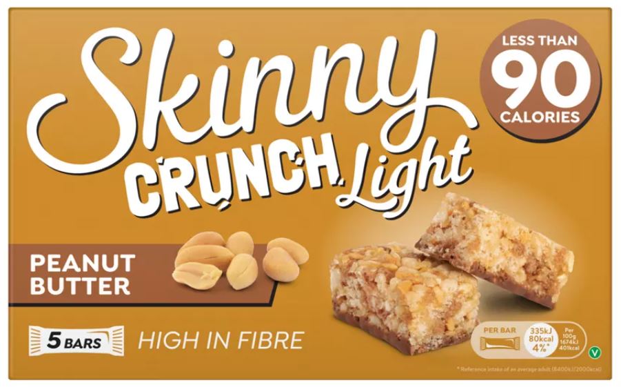 10 X Skinny Crunch Peanut Butter 5X20G