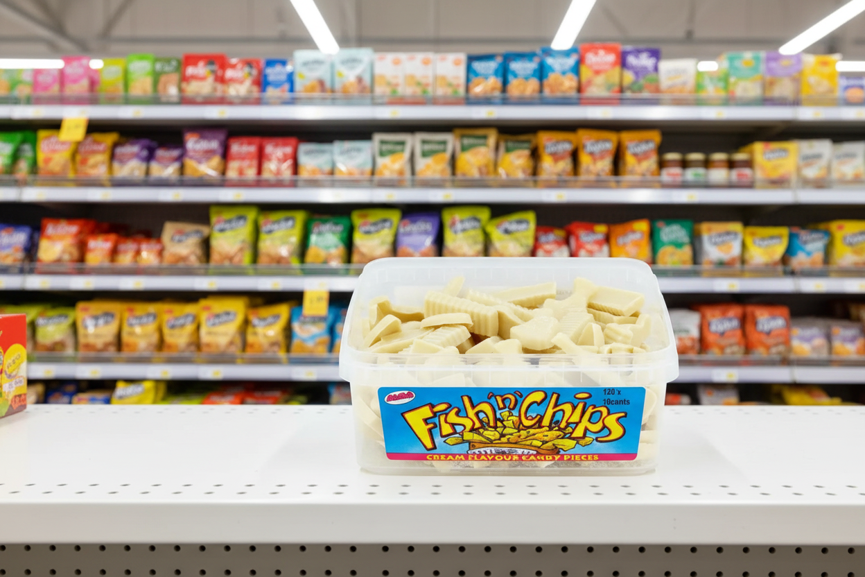 120 x Alma Fish N Chips Cream Flavour Candy 120 Pieces