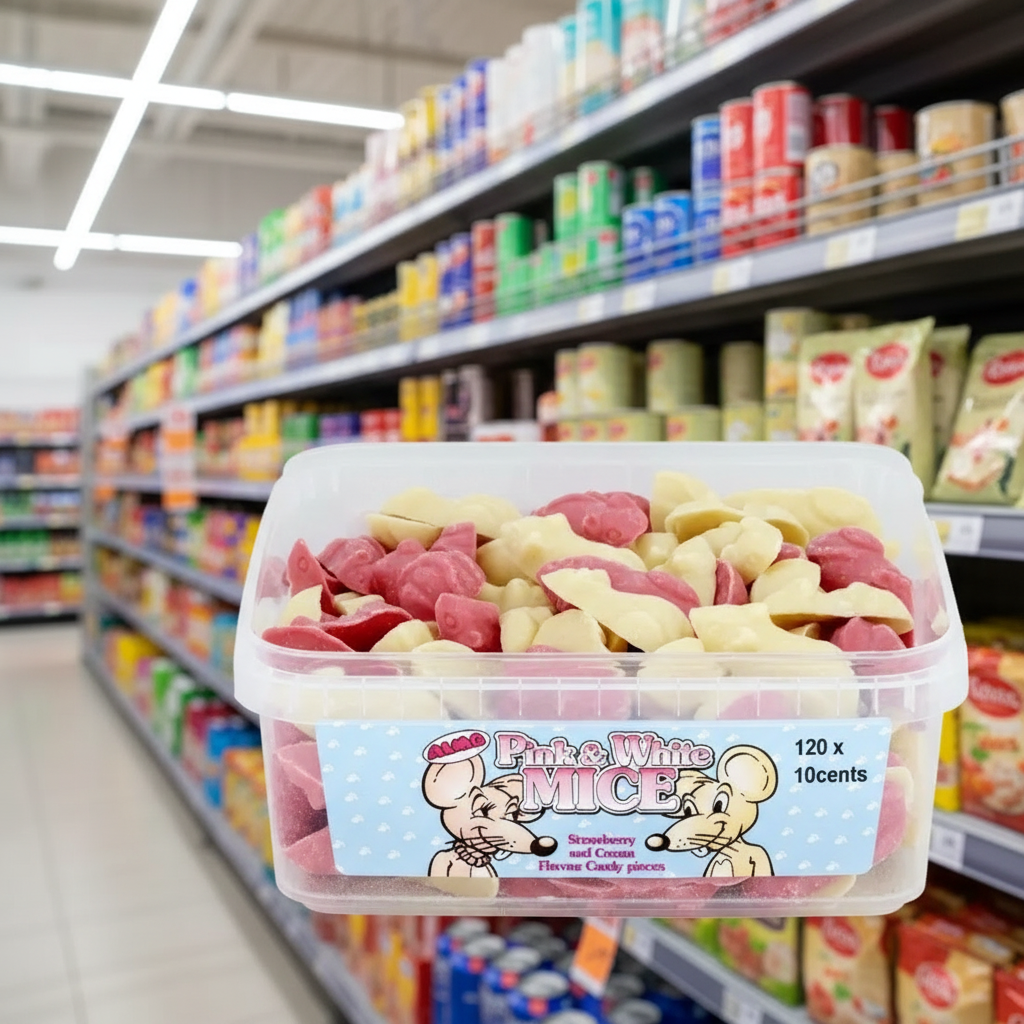 120 x Hannah Choc Mice Pink/Wh