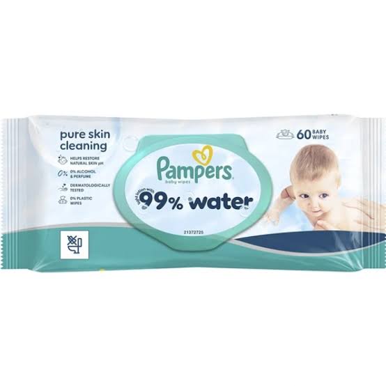 12 X Pampers Wipes 99% Water - 60 Pack