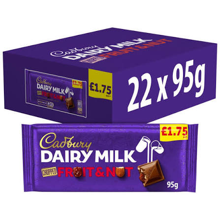 22 X Cadbury Fruit N Nut Bar - 95Gm