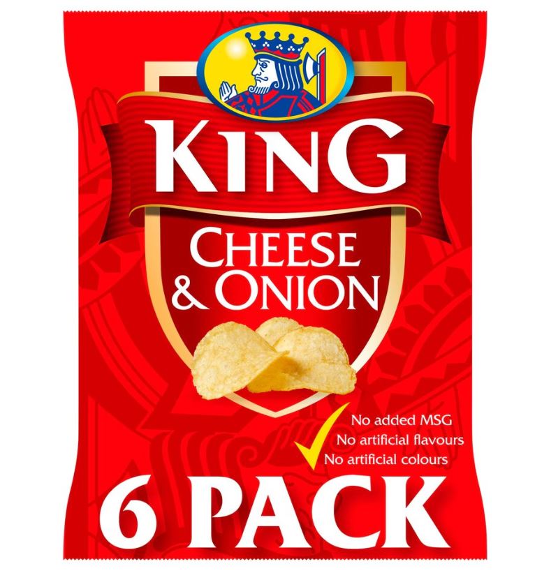 16 x King Cheese & Onion Flavour Potato Crisps 6 X 25G