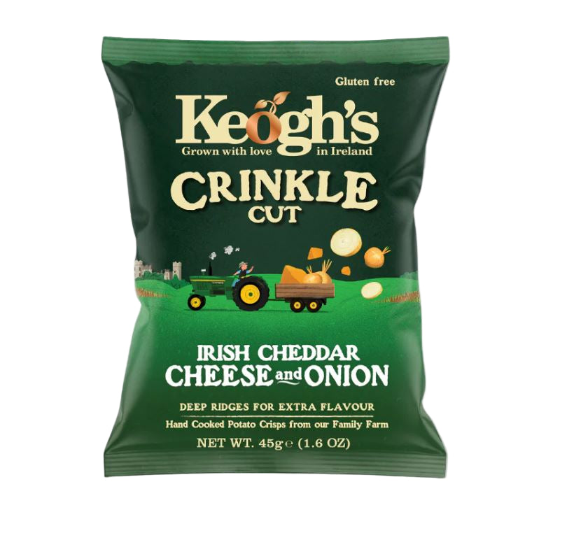 24 x Keoghs Crinkle Cut Cheddar & Red Onion 45Gm