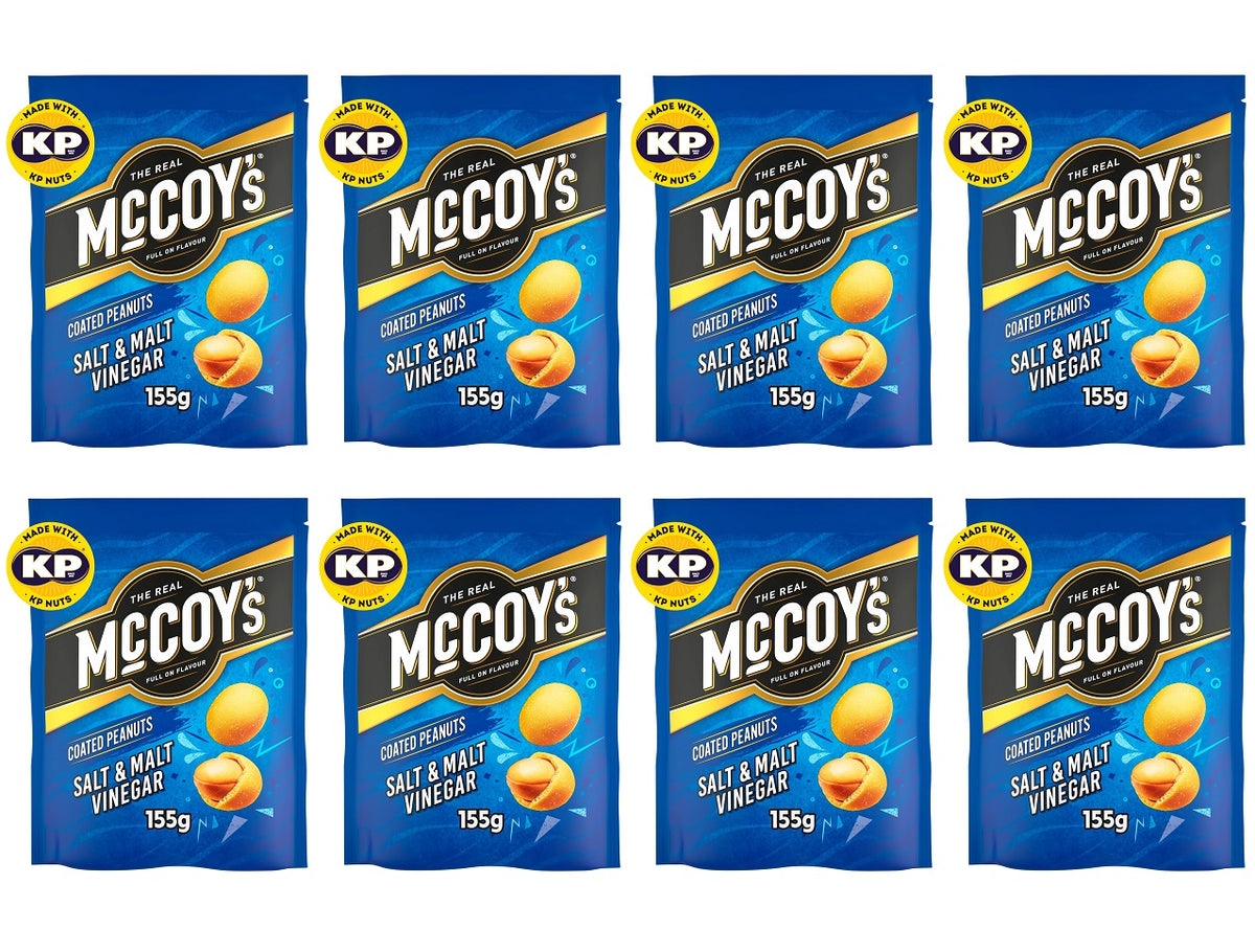 8 X Mccoys Coated Peanuts Salt & Vinegar Sharing - 155Gm