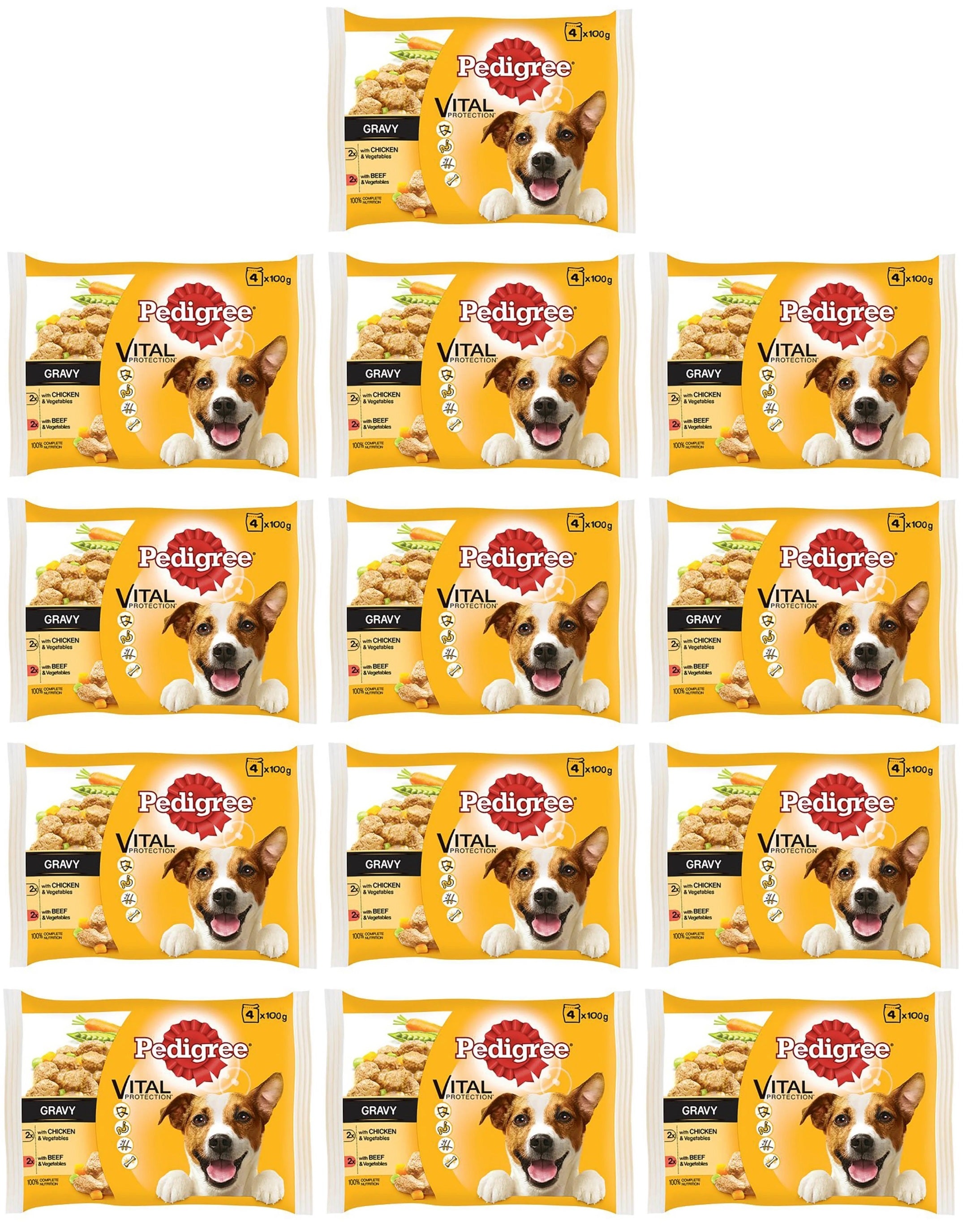 13 x Pedigree With Chicken And Vegetables & Beef And Vegetables In Gravy 4 X 100G (400G)