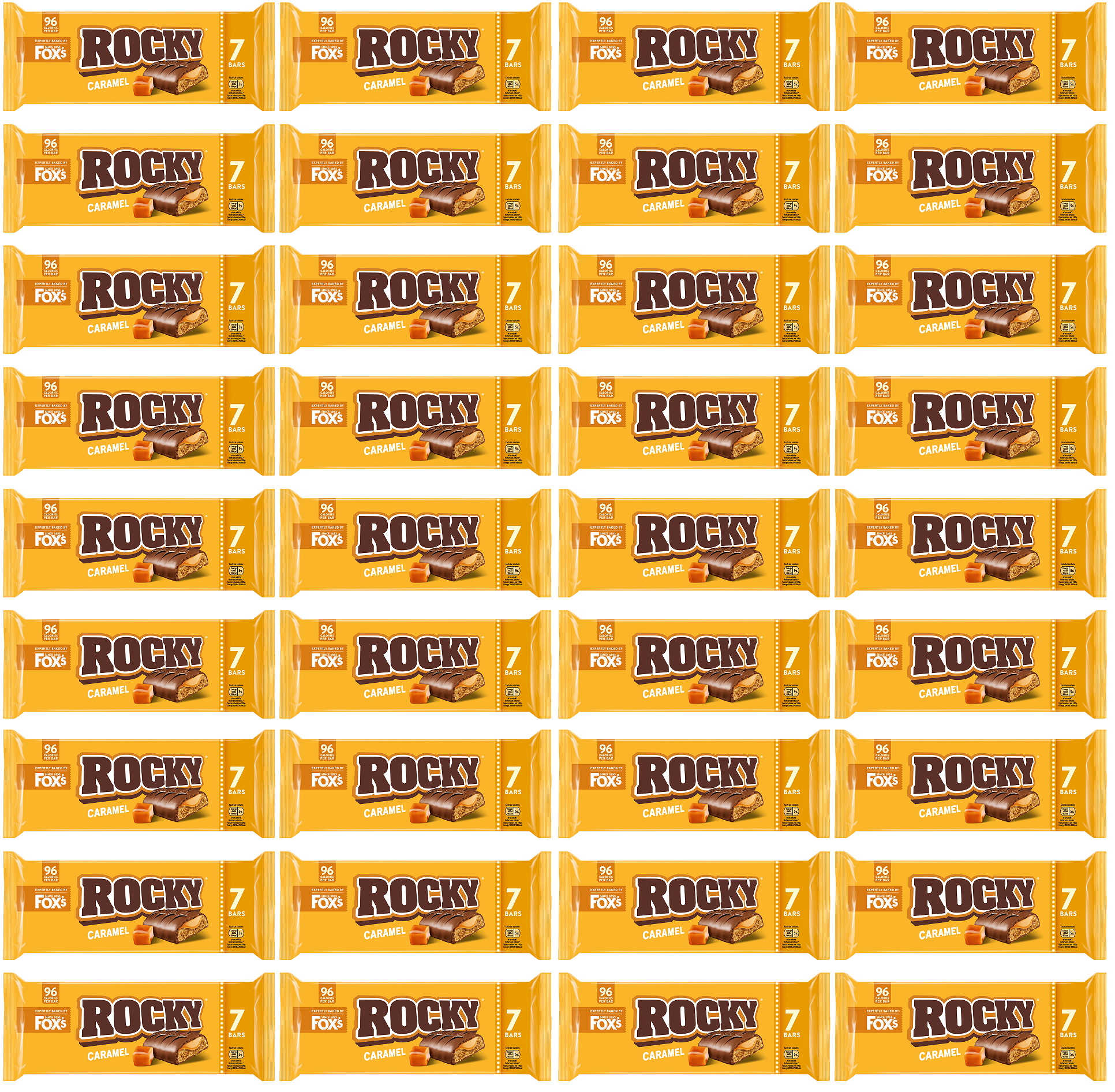 36 x Foxs Rocky Caramel 7pk - 7 PACK