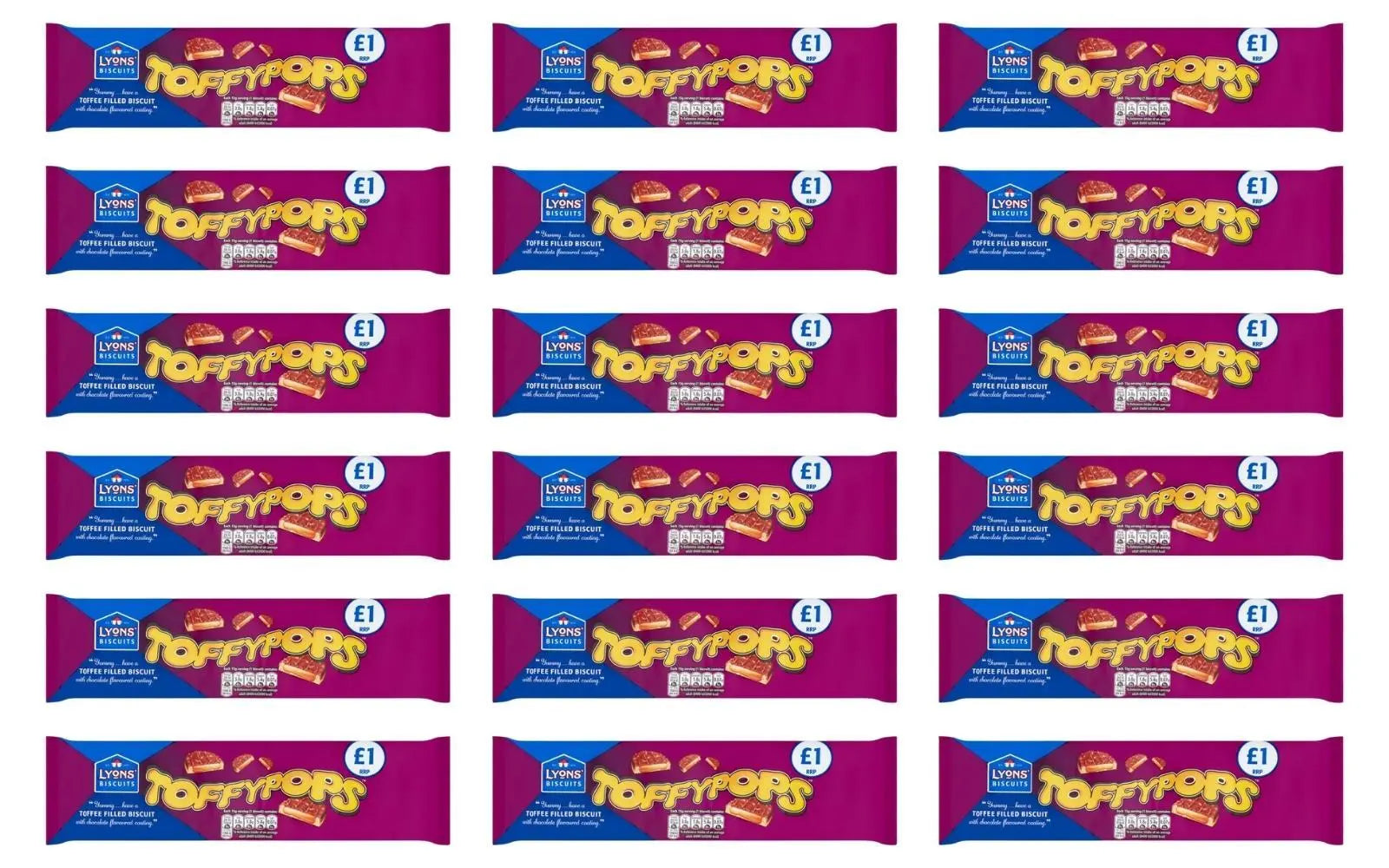 18 x Lyons Biscuits Toffypops 120G