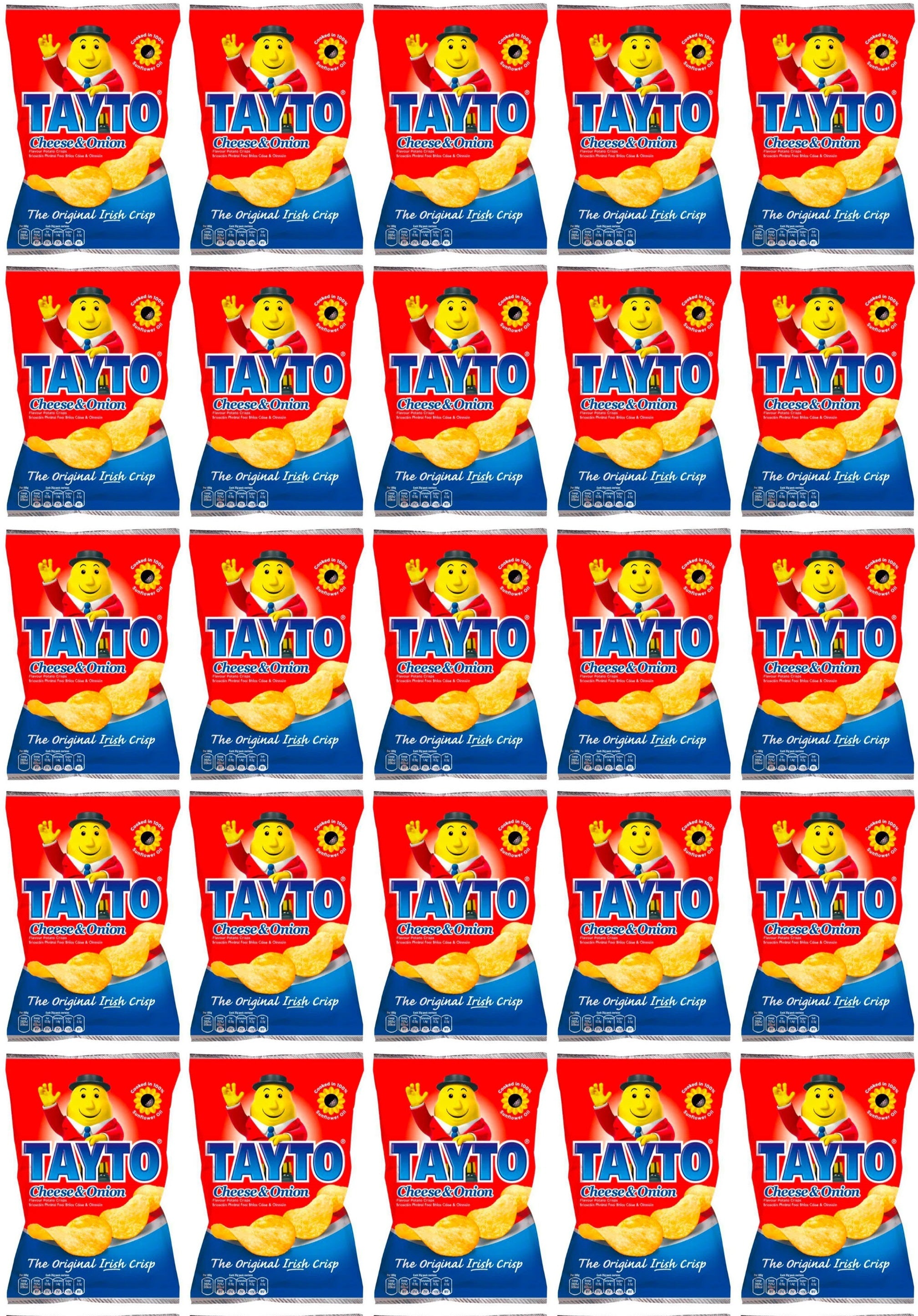 25 x Tayto Cheese & Onion Flavour Potato Crisps 25g