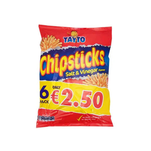 Tayto Salt & Vinegar Flavour Chipsticks 6 X 28G