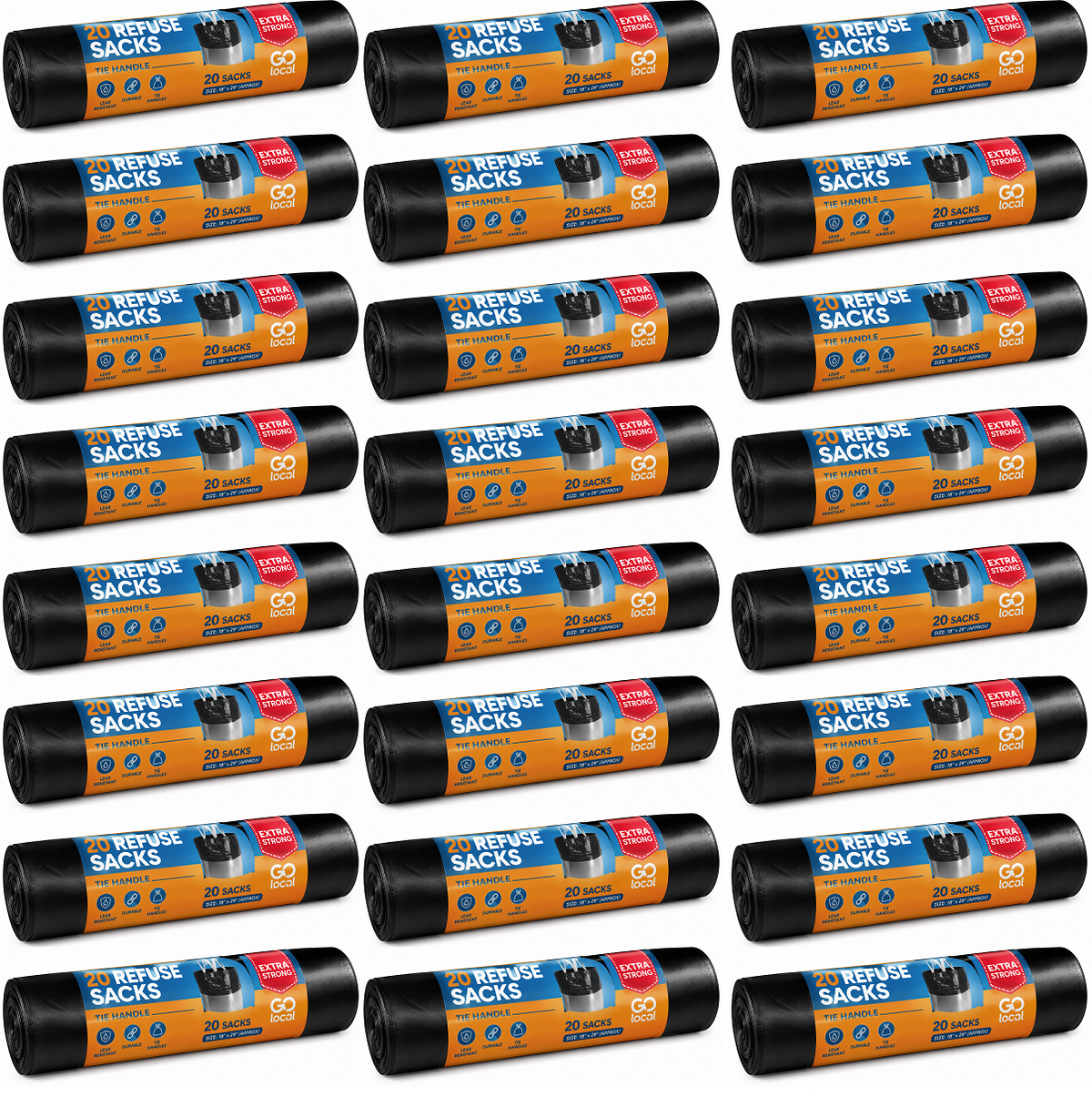 24 X Go Local Refuse Sacks Tie Handle - 10 Pack