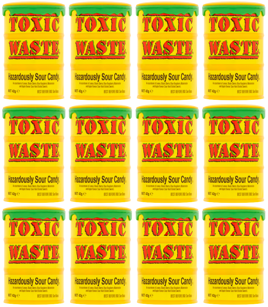 12 x Toxic Waste - Yellow Sour Candy 42Gm