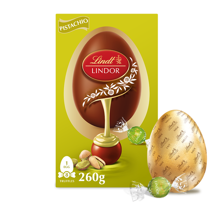 4 X Lindt Lindor Milk And Pistachio Truffles Easter Eg - 260Gm