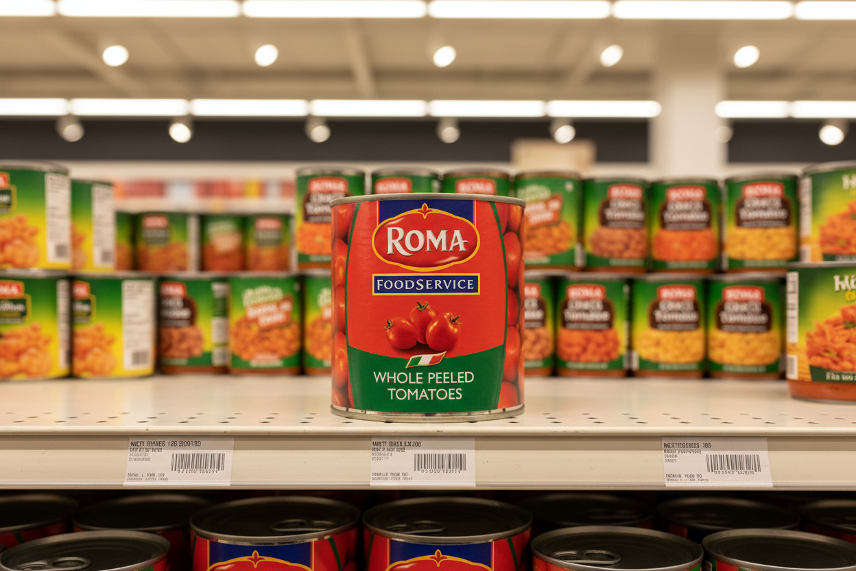 6 x Roma Foodservice Whole Peeled Tomatoes 2.55Kg