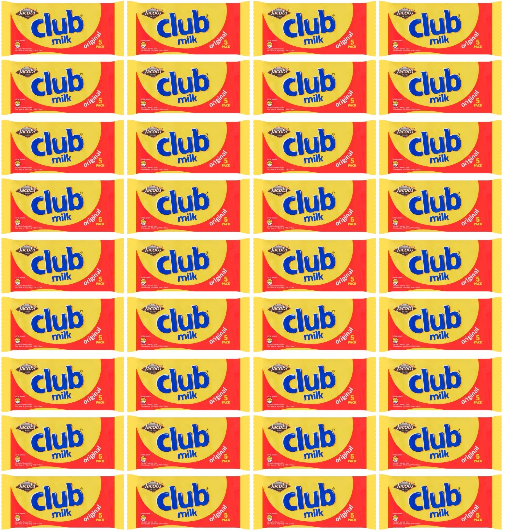 36 x Jacob's Club Milk Original 5 X 22G (110G)