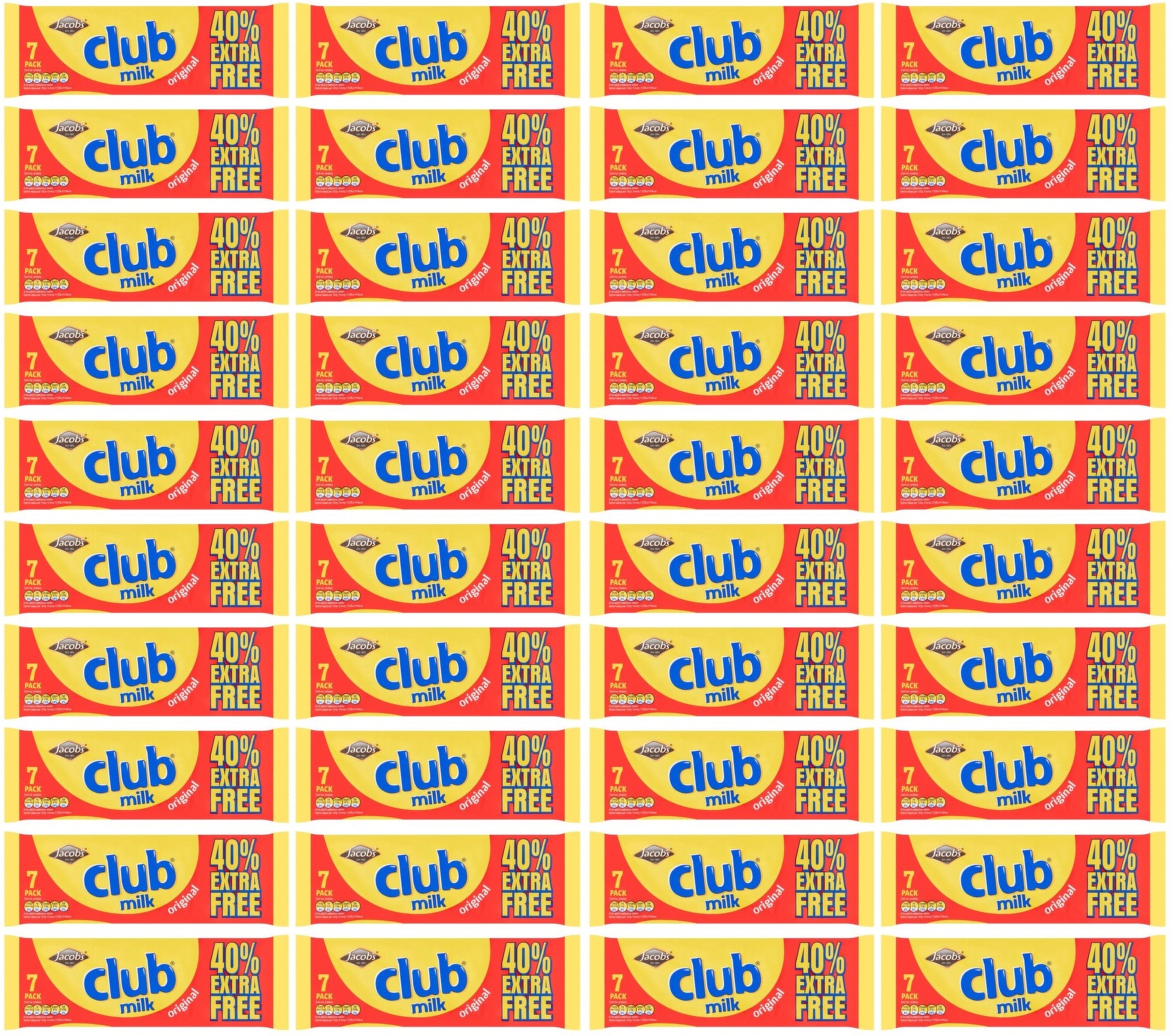 40 x Jacob's Club Milk Original 7 X 22G (154G)