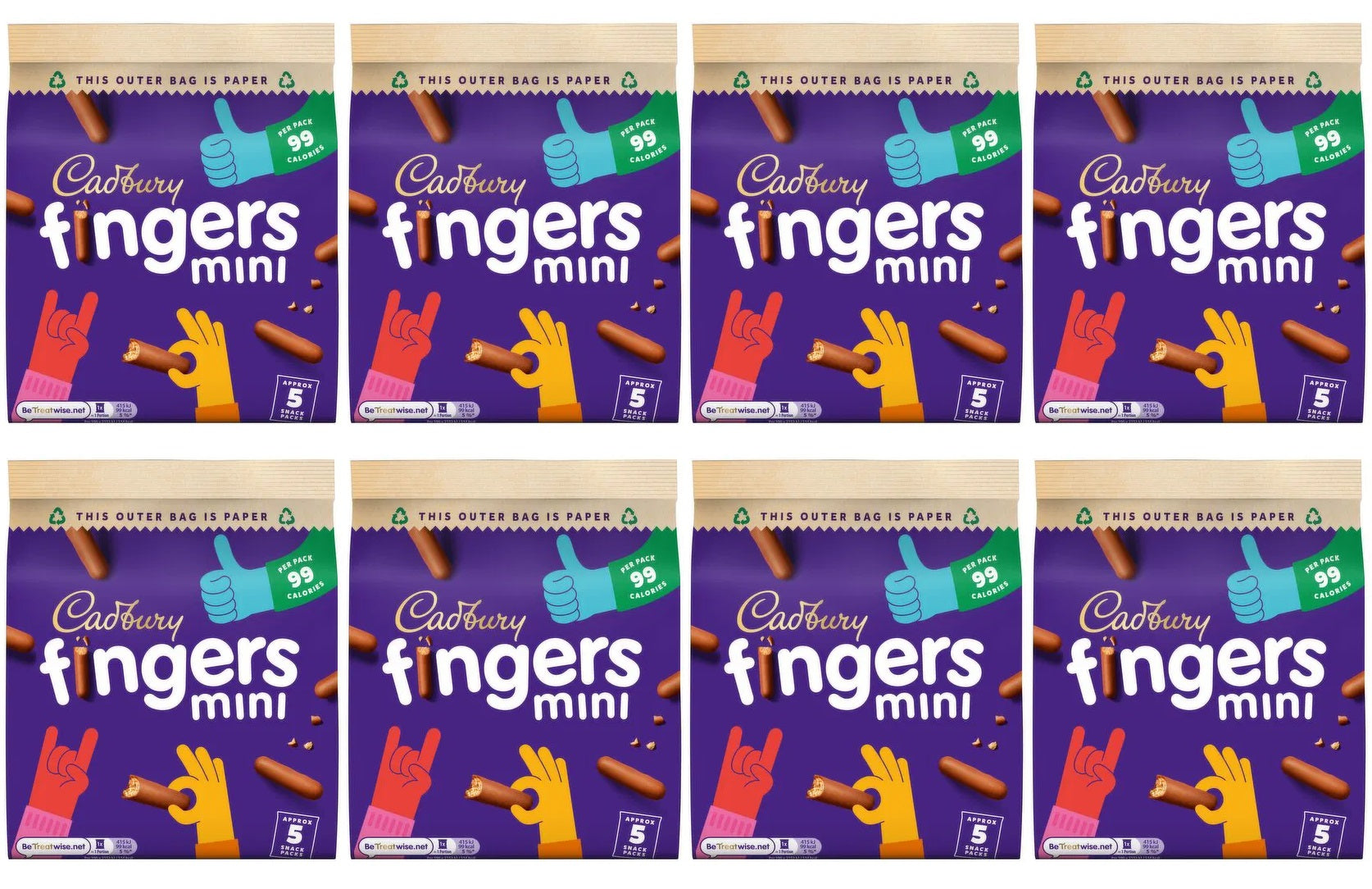 8 x Cadbury Fingers Biscuits 96.5G