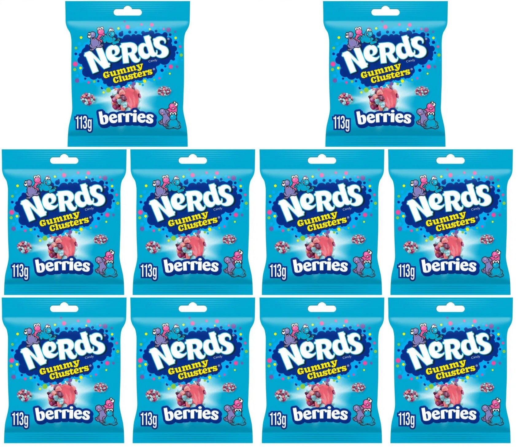 10 x Nerds Berries Fruit-Flavour Candy Gummy Clusters 113G