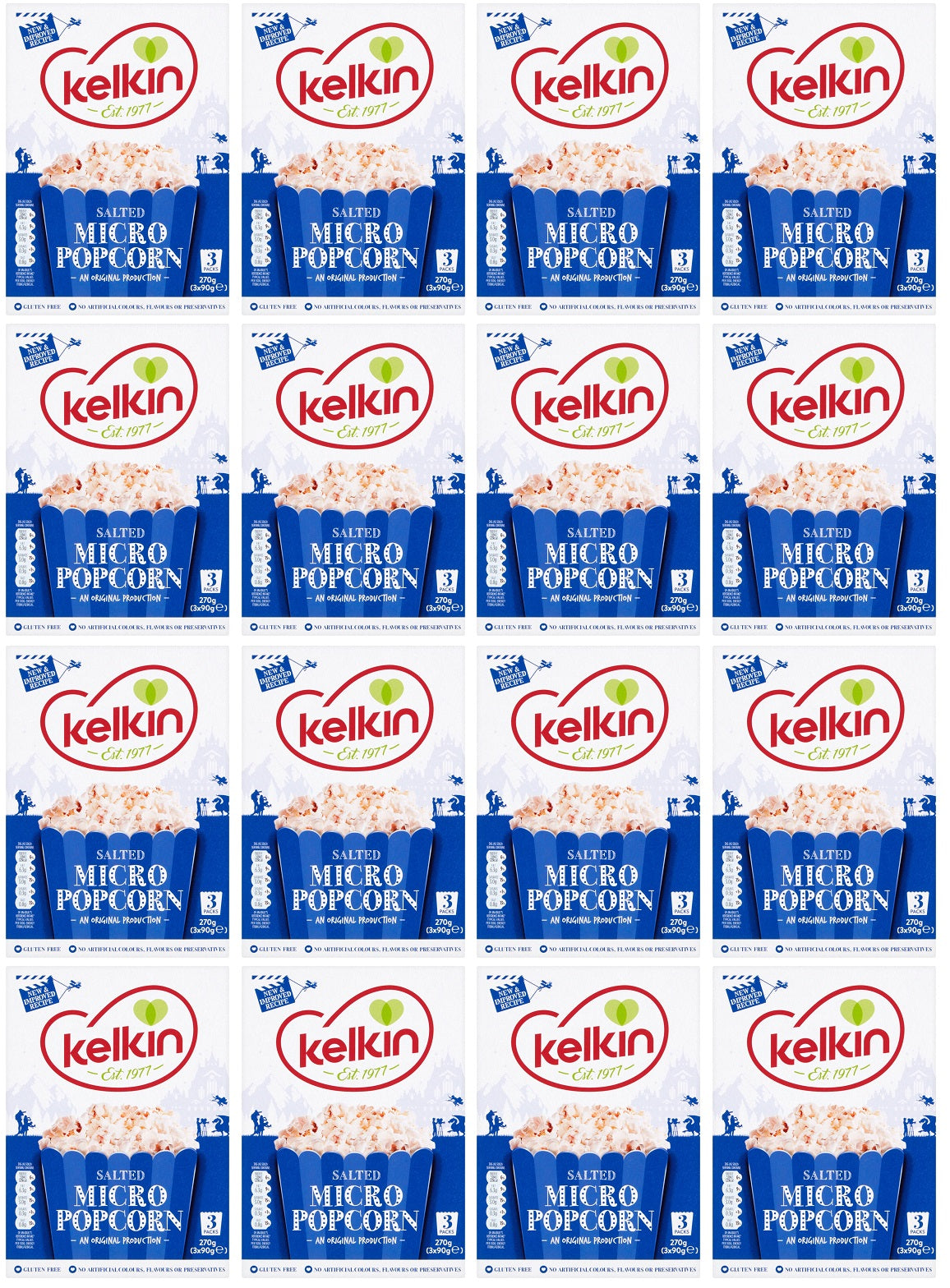 16 x Kelkin Salted Micro Popcorn 3 X 90G (270G)