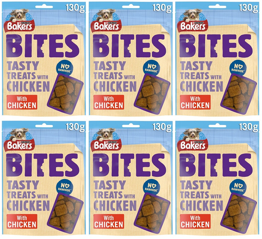 6 x Bakers Bites Tasty Treats With Chicken 130G