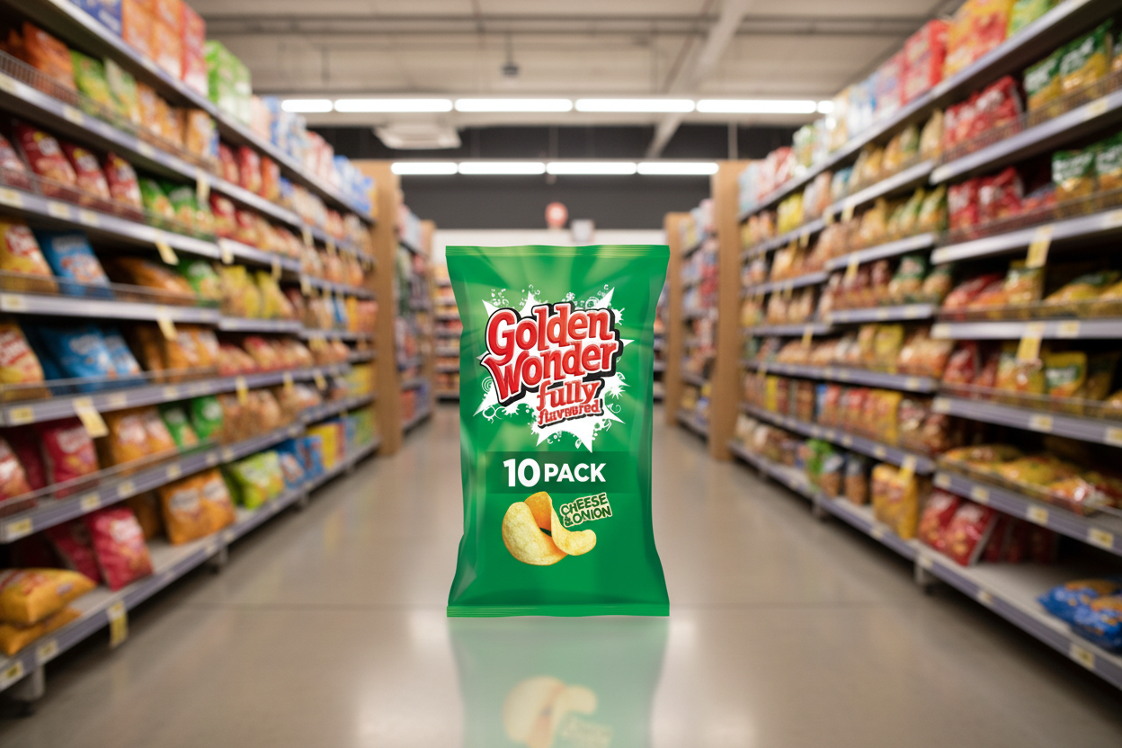 12 X Golden Wonder 10pk Cheese & Onion Crisps 10X25GM