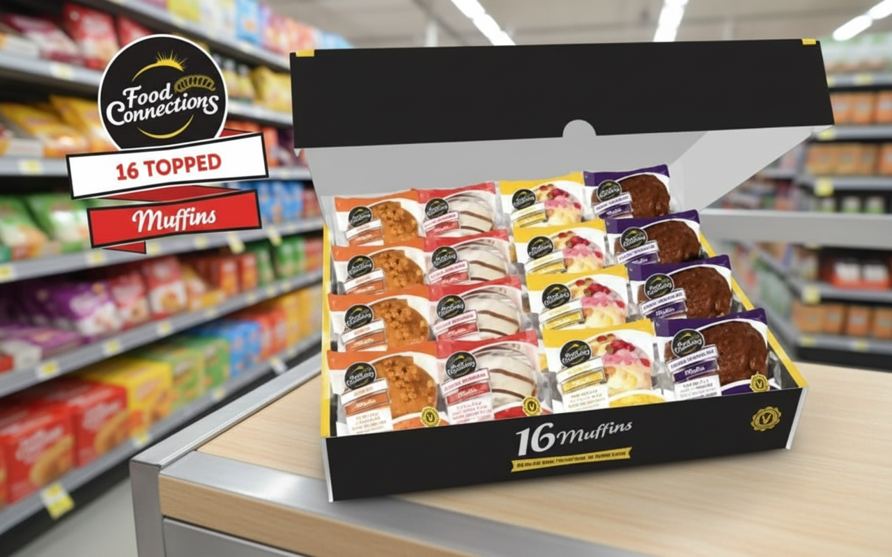 16 x Food Connections Topped Mixed Case Muffins 105G