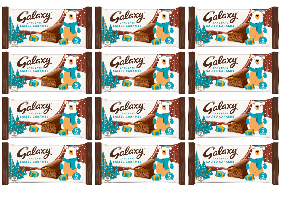 12 X Galaxy Salted Caramel Festive Cake Bars 5pk 129.55