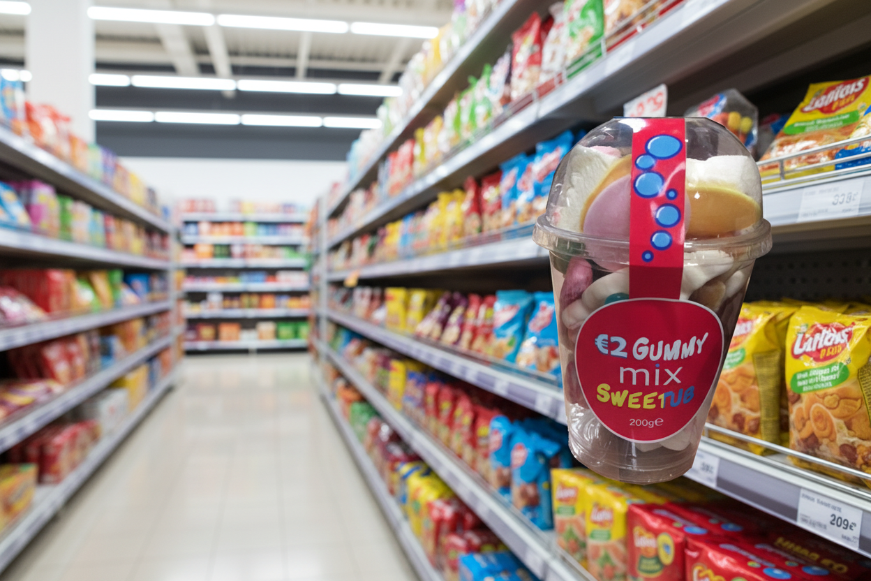 12 x Gummy Fizzy Mixup Sweets Cup  200Gm