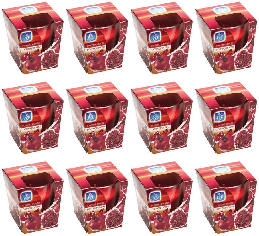 12 x Pan Aroma Glass Candle Pomegranate Single