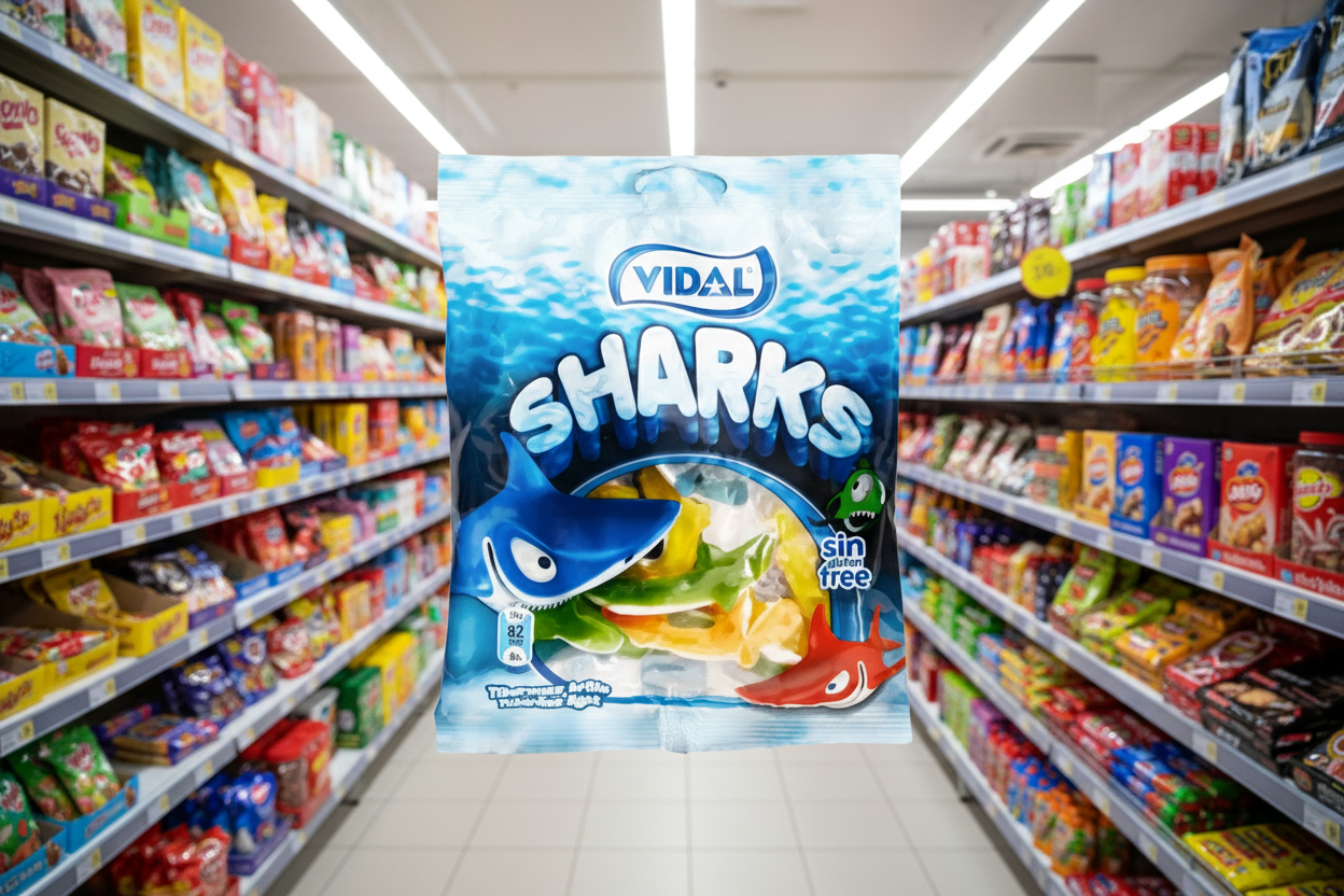 14 x Vidal Jelly Sharks Bag 100Gm