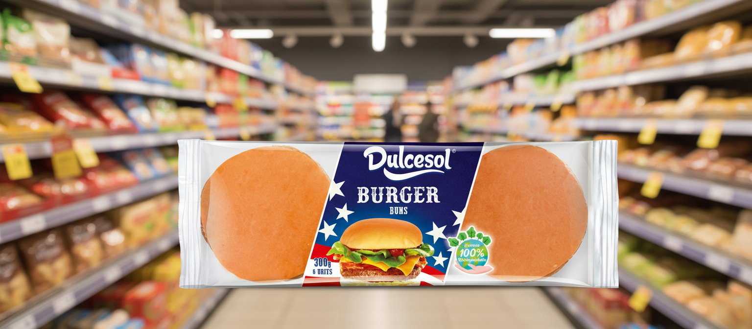 8 x Dulcesol Plain Burger Buns 6 Pack - 300Gm