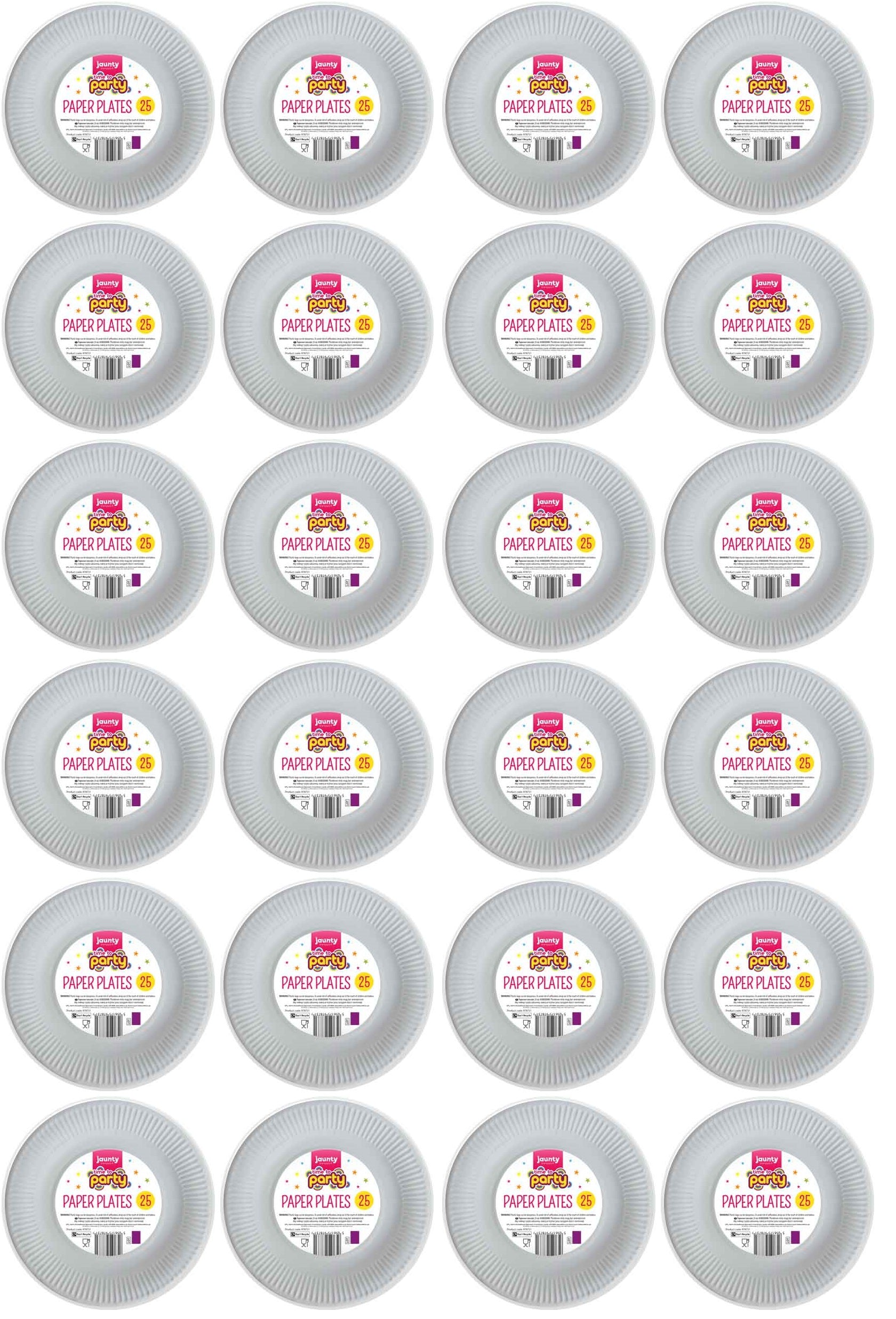 24 X Jaunty Paper Plates White 9 Inch 25 PACK