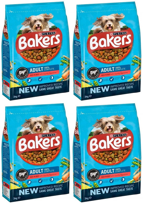 4 x Bakers Adult With Tasty Beef & Country Vegetables 3Kg