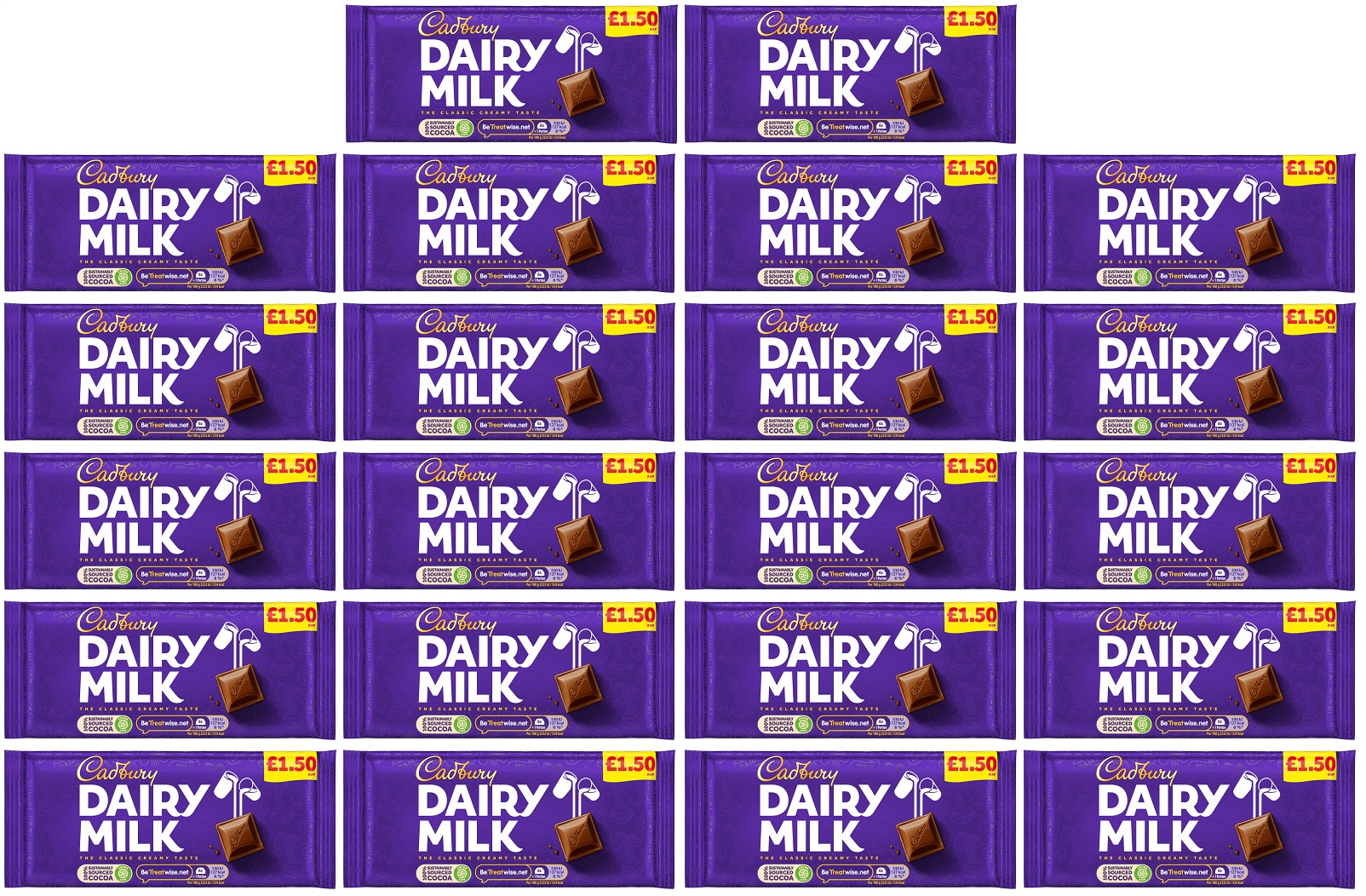 22 x Cadbury Made To Share Dairy Milk Bar - 95GM