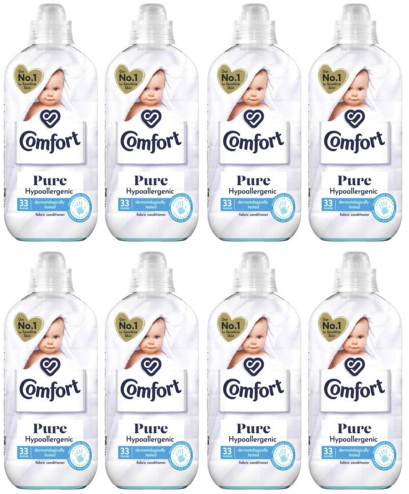 8 x Comfort  Sensitive Fabric Conditioner Pure 33 Washes (990 Ml)